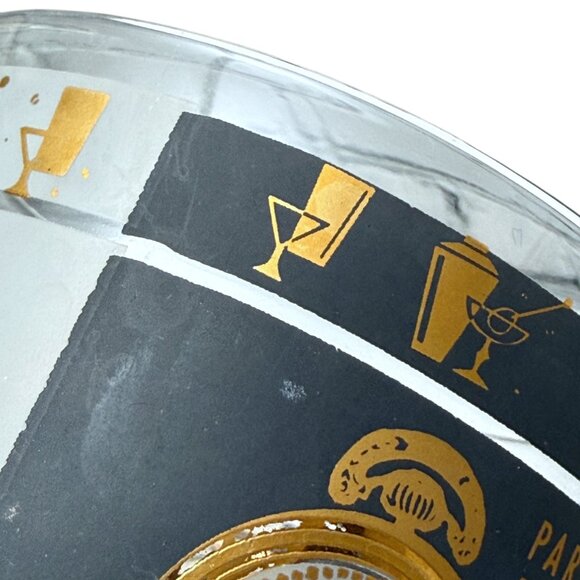 Set of 4 Mid-Century Modern "Time For A Drink" Double Old Fashioned Glasses Gold - Picture 15 of 16